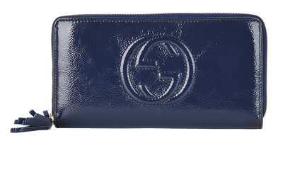 Gucci Soho Long Wallet, £175, Accessories, Blue, Patent Leather, Front view